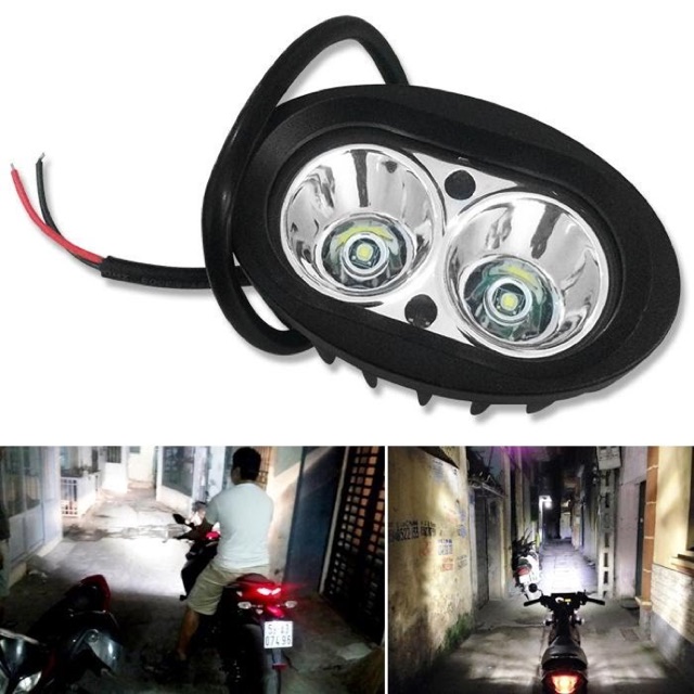 [HCM]( Xã Kho 3 Ngày) ĐÈN PHA TRỢ SÁNG XE MÁY 2 LED 18W- Thiết kế mới đèn pha led siêu sáng lắp được cho mọi loại xe.