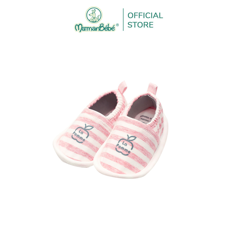 Bb001 giầy vải sơ sinh la pomme booties - kẻ hồng