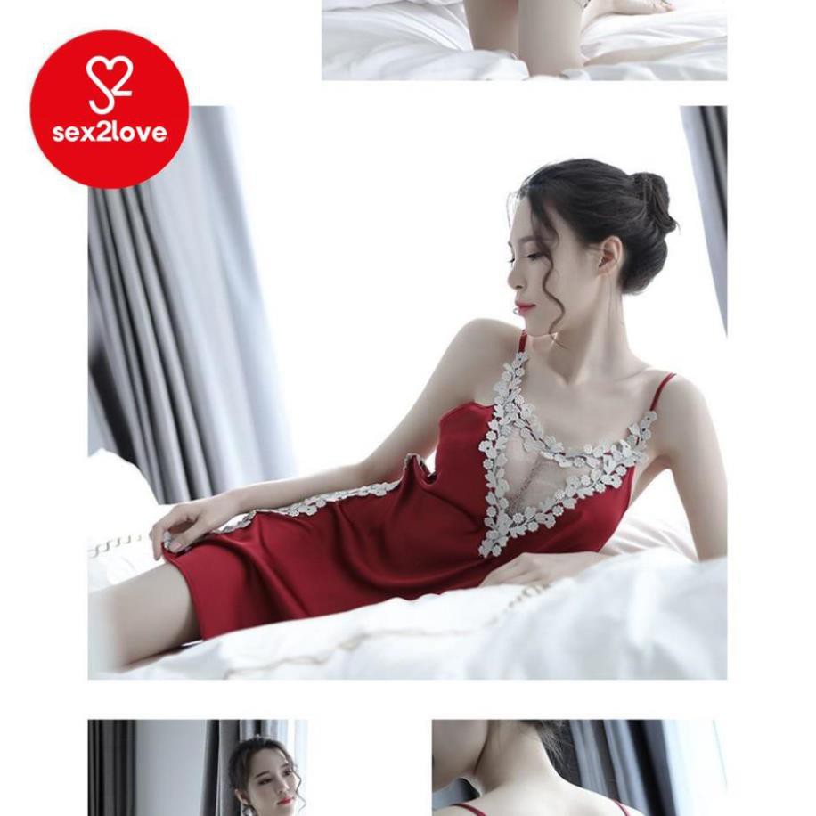 Đầm, Váy ngủ sexy cao cấp thiết kế viền hoa ren sang trọng lãng mạn gợi cảm - Sex2loves