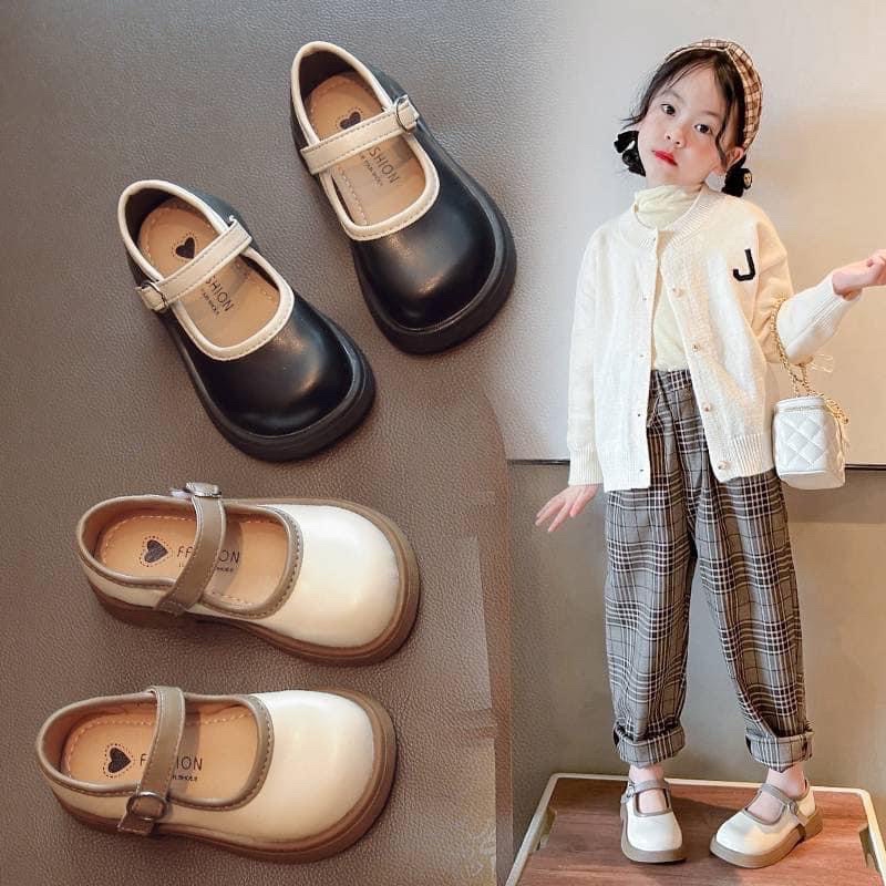 Giày da công chúa Giày bệt cho bé gái phong cách vintage chất da PU li quai dán mêm mại phong cách hàn quốc M19