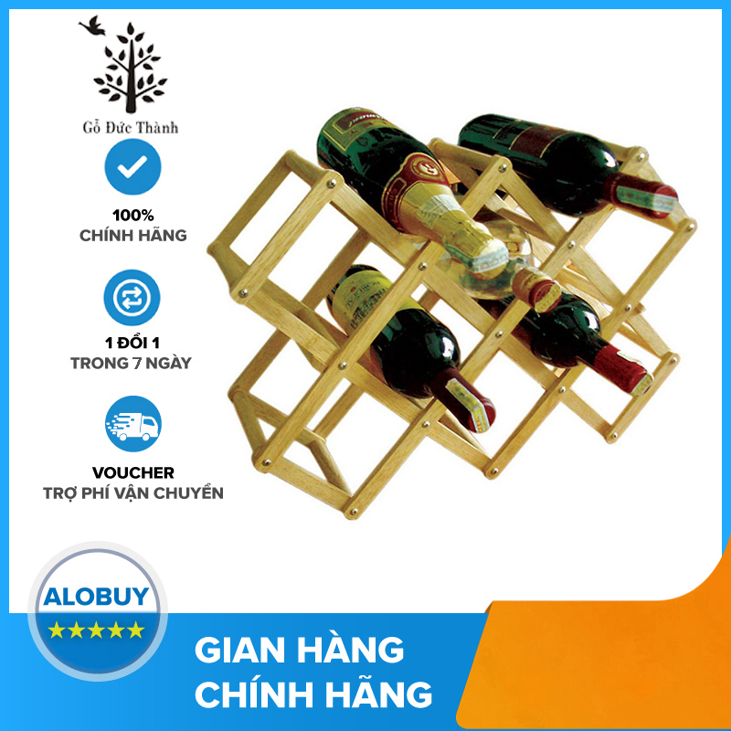 Wine Rack with 10 Duc Thanh Wooden Bottles 40401