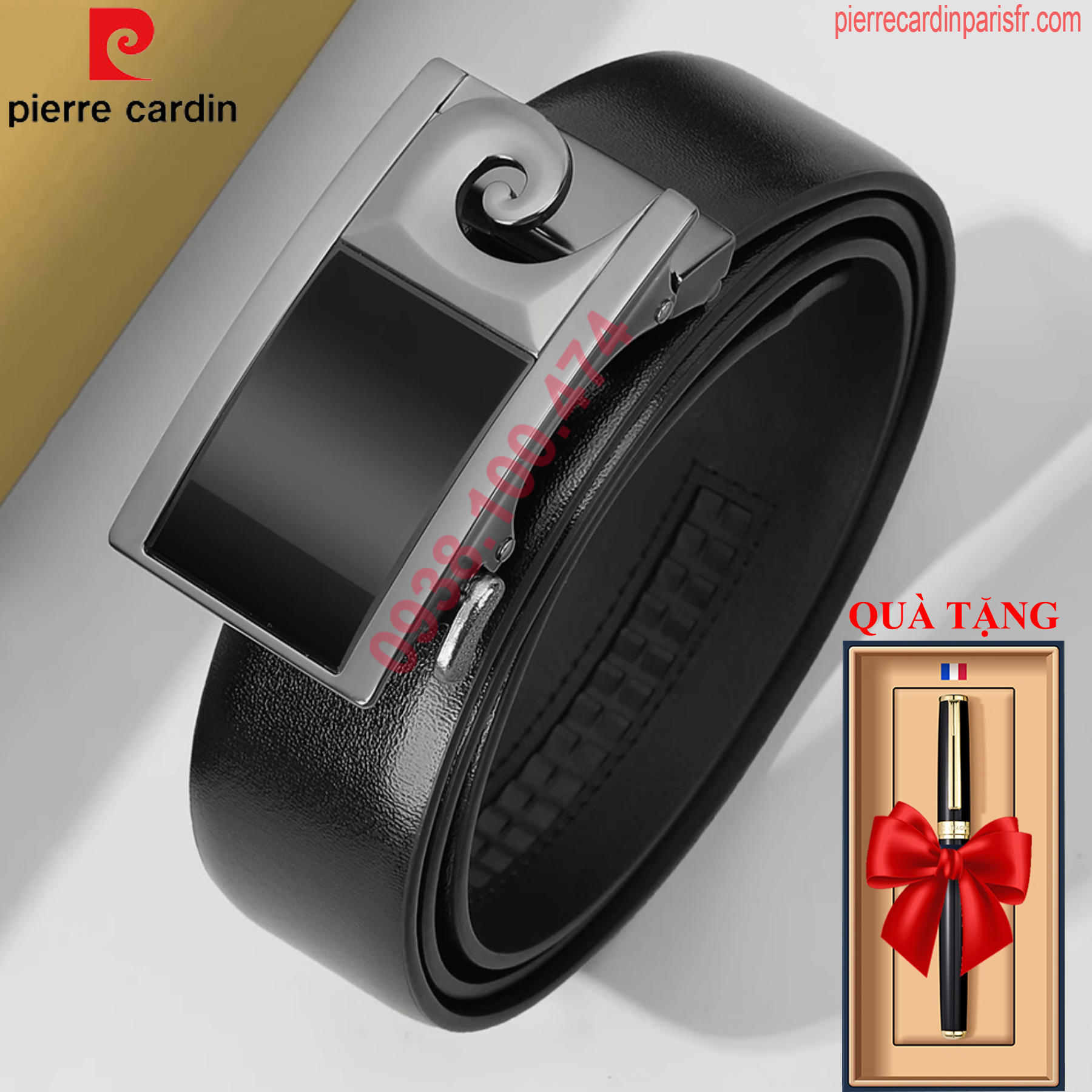 Thắt lưng Pierre Cardin chính hãng khóa chốt tự động da bò cao cấp PCJ1139