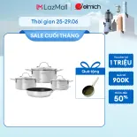 (Chỉ 25-29.06)Bộ nồi inox nguyên khối Elmich Trimax classic EL-2136OL03 size 18, 20, 24 chảo 24cm