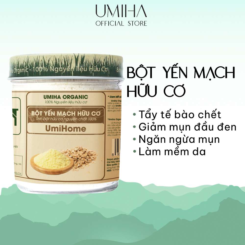 Bột Yến Mạch đắp mặt nạ UMIHOME nguyên chất 135g làm đẹp tự nhiên giúp da luôn khỏe mạnh trắng mịn căng bóng và sạch nhờn