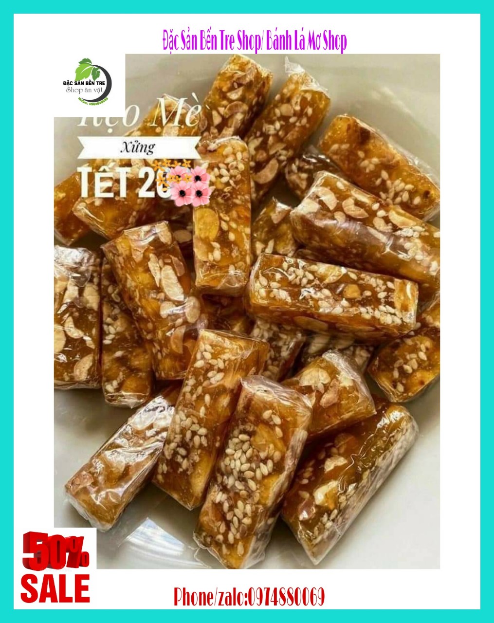 (Freeship) 1kg kẹo mè xửng đậu phộng Bến Tre