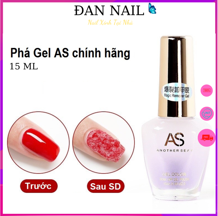 Nước phá gel AS - Phá sơn móng tay hiệu quả nhanh chóng không gây tổn thương móng và da tay, dung tích 15ml