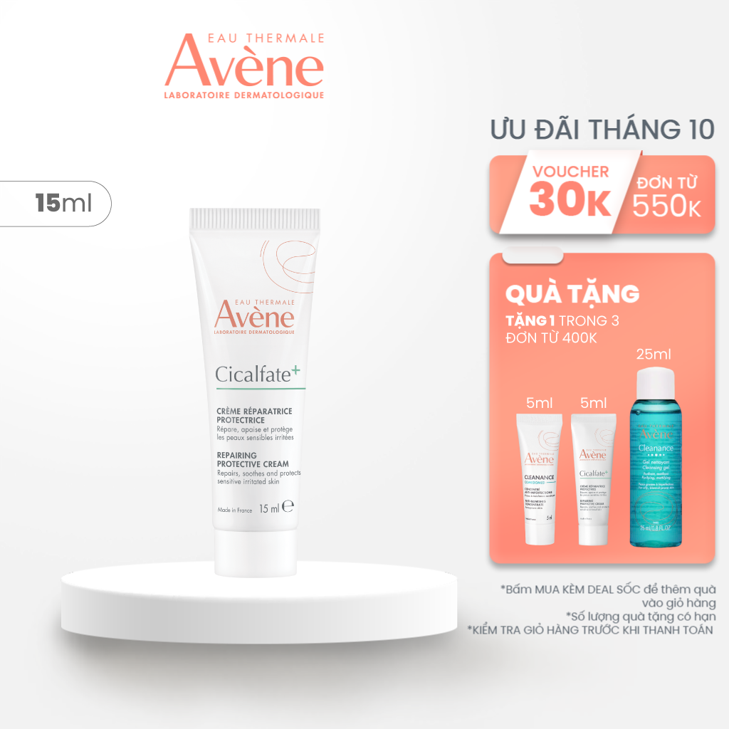 Kem phục hồi Eau Thermale Avène CICALFATE+ Repairing Protective Cream giúp làm lành da làm dịu tổn thương trên da 15ml