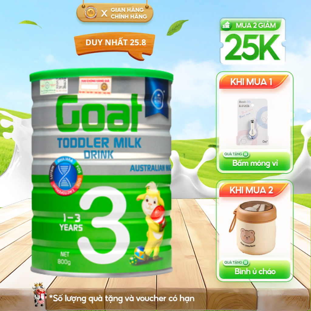 Sữa dê hoàng gia úc goat infant formula 3 bổ sung dinh dưỡng cho bé royal ausnz 800g