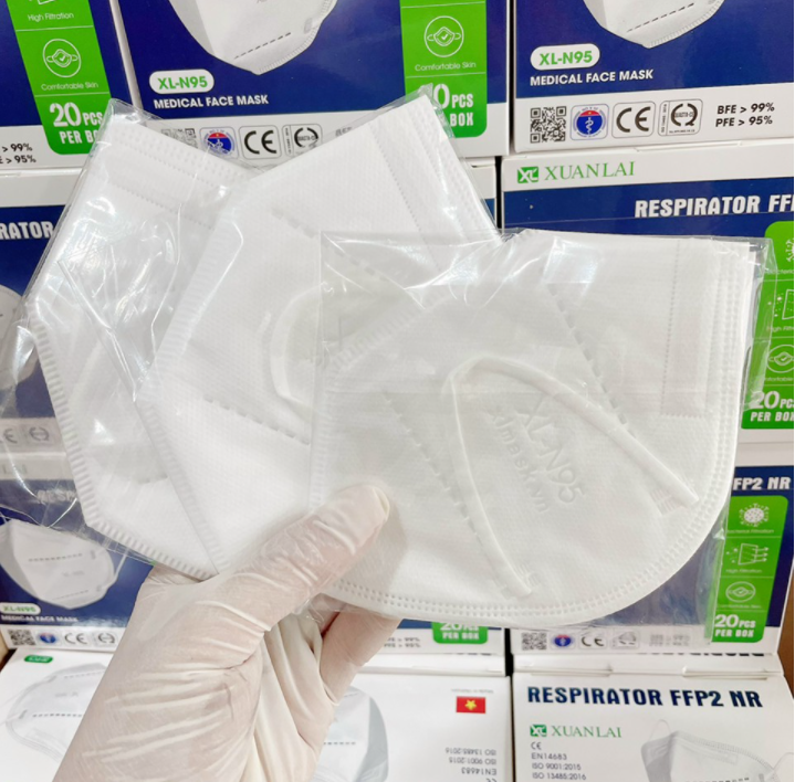Combo 2 hộp khẩu trang N95 Xuân Lai không van 5 lớp kháng khuẩn lọc bụi mịn 0.1micron