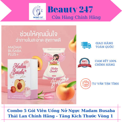 Combo liệu trình 5 gói viên uống nở ngực madam busaba thái lan chính hãng - tăng kích thước vòng 1