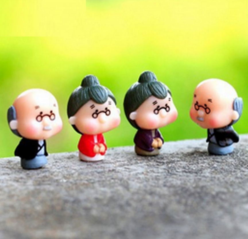 (Set 2 món) Mô hình ông bà lão trang trí tiểu cảnh terrarium M2003