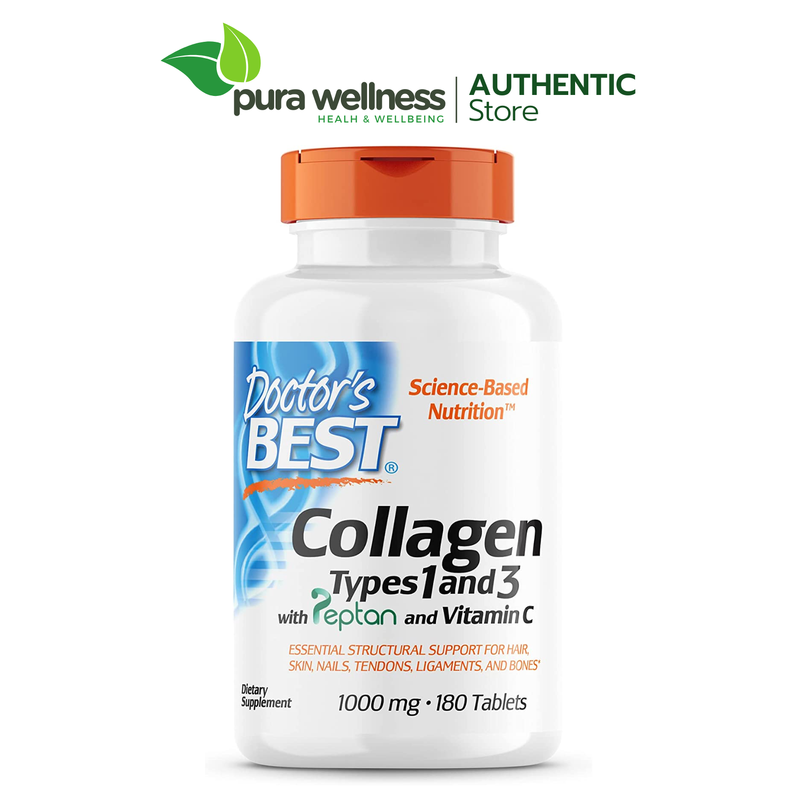 Viên Doctor's Best Collagen Types 1 and 3 with Peptan 180 viên 1000mg