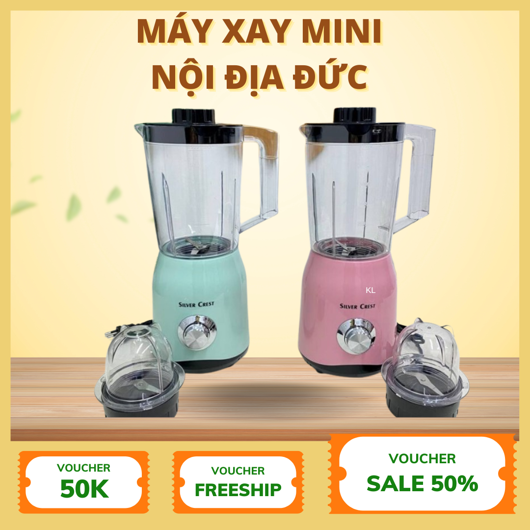 Máy Xay Sinh Tố Đa Năng Silver Crest SC-08 1500W – Cối Thủy Tinh 2L, Xay Mạnh, Bền Bỉ, Chính Hãng