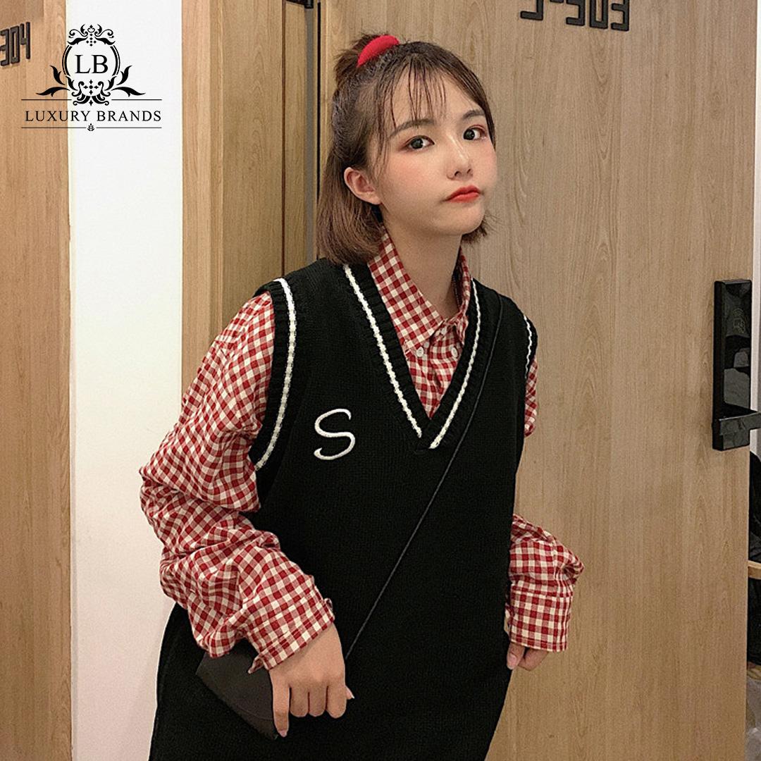 Áo gile len nữ sinh chữ S chất mịn không xù phong cách thời trang ulzzang Hàn Quốc thu đông hot l1 2019