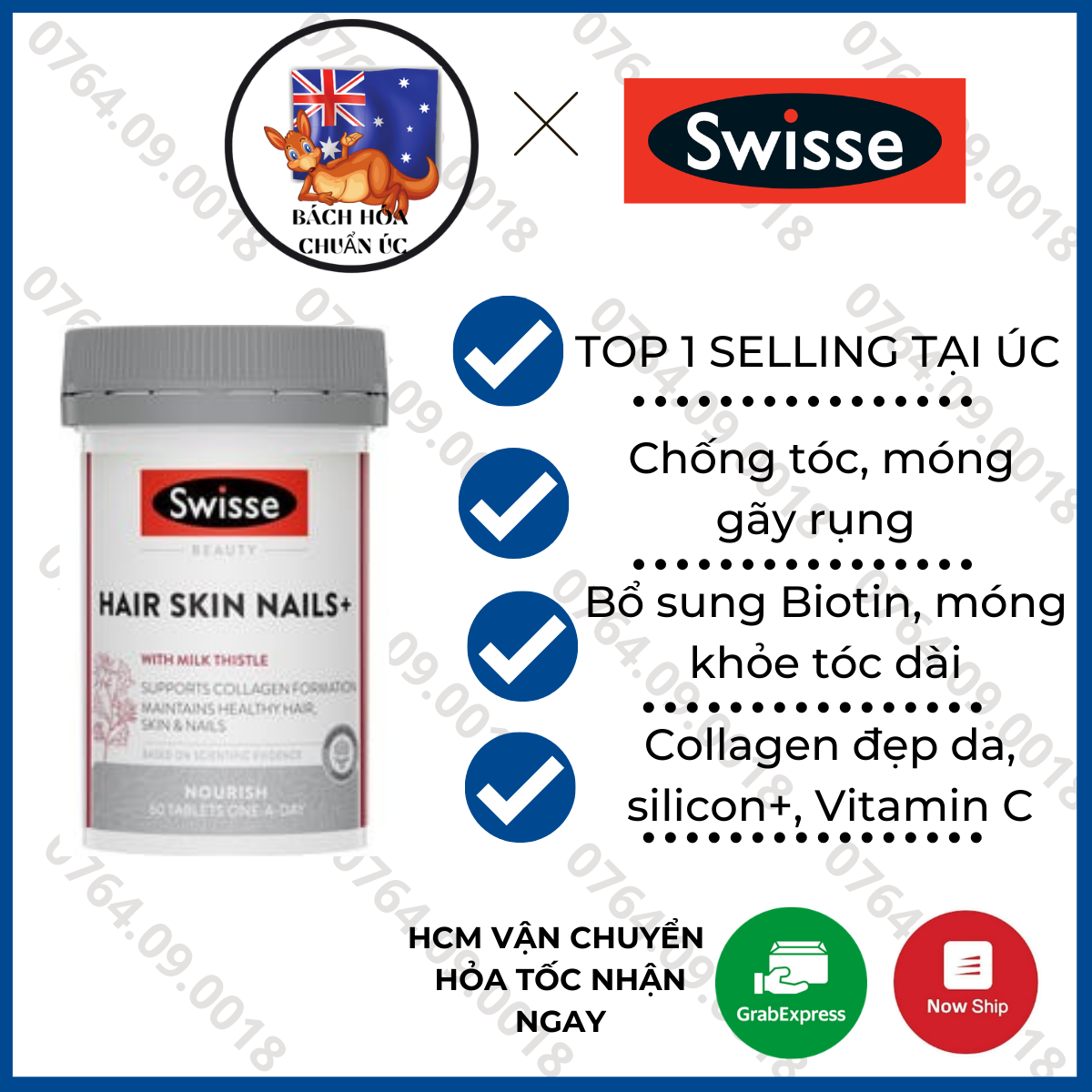 Viên uống Đẹp da, tóc và móng - Swisse Hair Skin Nails