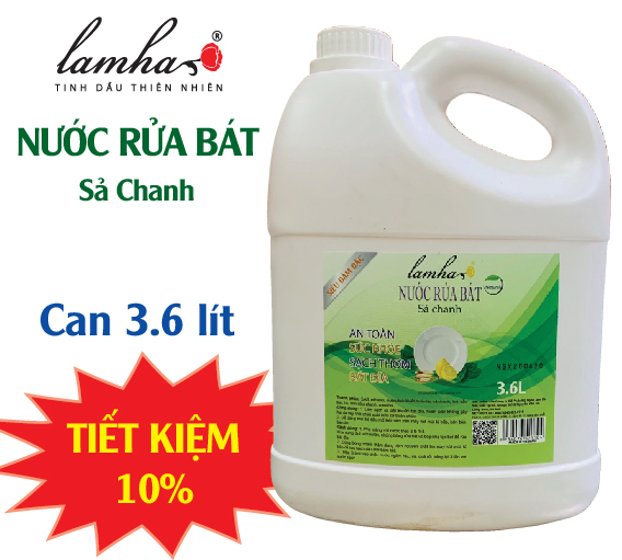 Nước rửa chén bát sả chanh Lam Hà can 3,6 lít