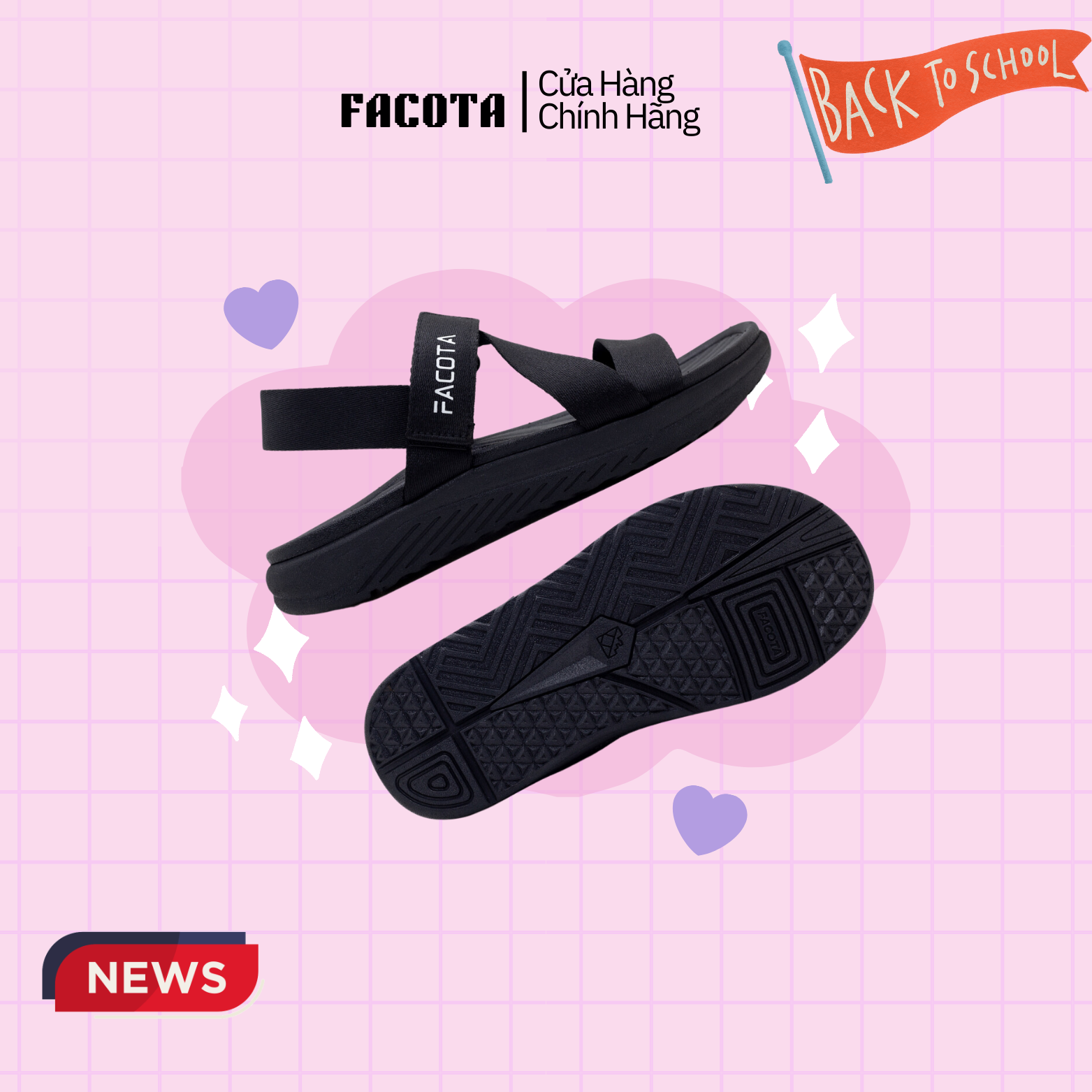 FACOTA Giày Sandal Unisex thể thao Facota V6 R01 - ĐEN FULL