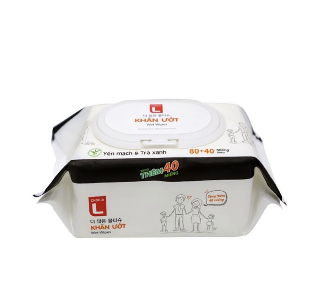 Khăn ướt Hàn Quốc Lotte Choice 120 miếng/ Khăn ướt gia đình 120m