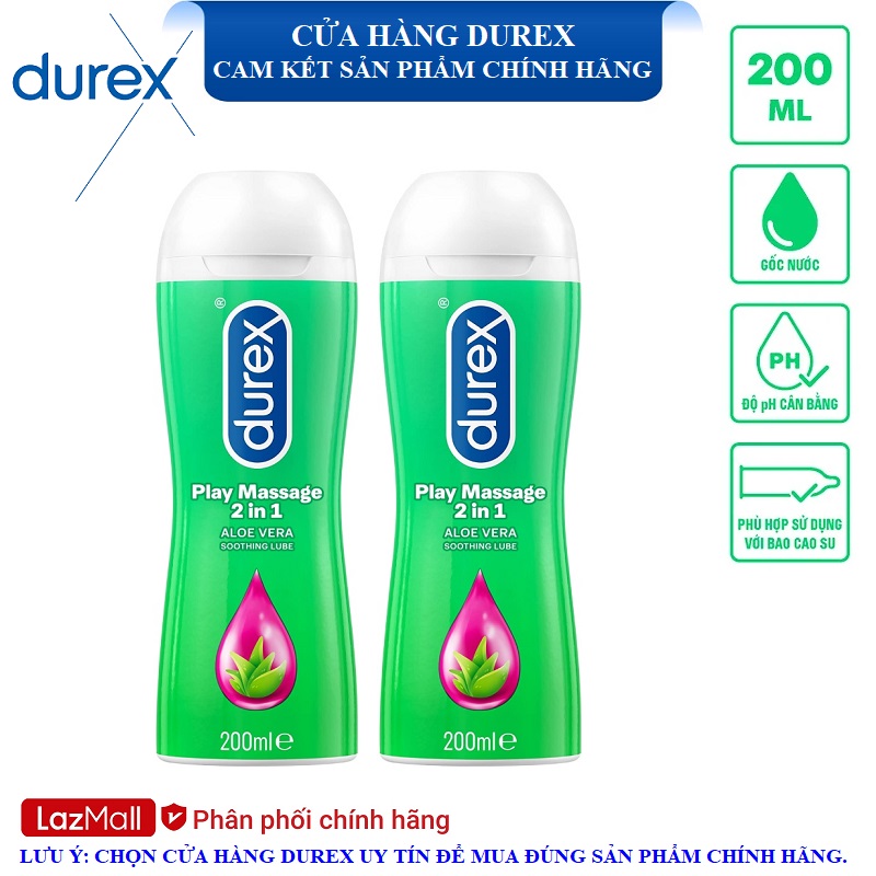 Bộ 2 Gel bôi trơn Durex Play Massage 2in1 200ml/chai