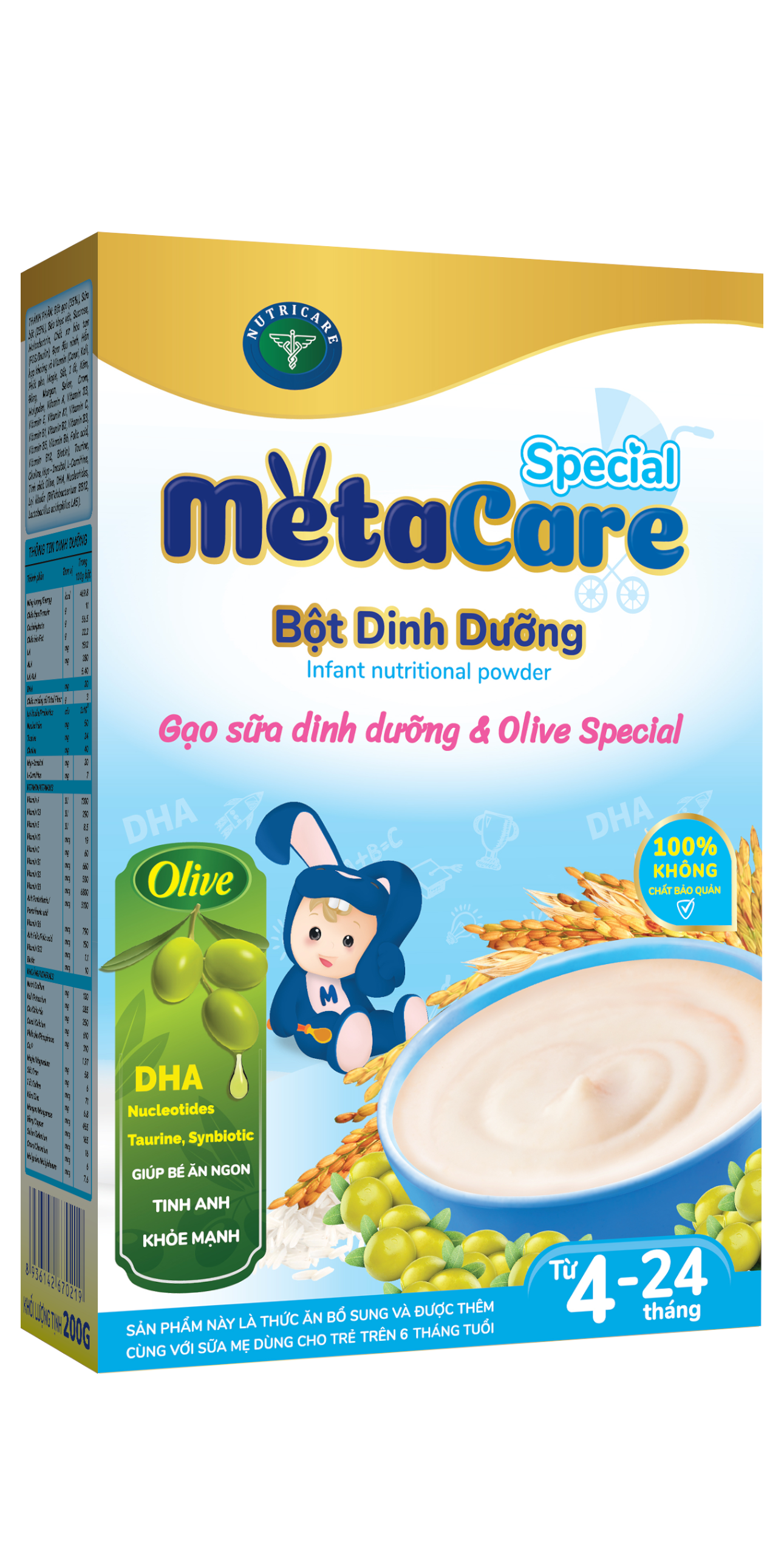 Bột ăn dặm Metacare - Gạo sữa dinh dưỡng & olive SPECIAL (200g)