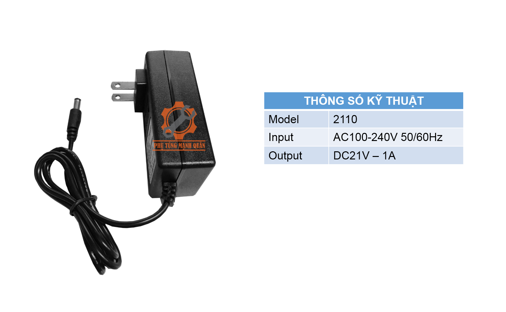 Sạc pin 21v 1a chân to dùng cho máy khoan pin 21v - 2a