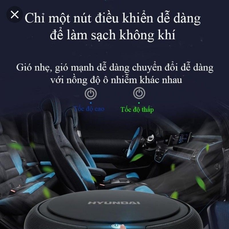 Máy Lọc Không Khí , Máy khử Mùi Nội Thất Ô Tô Máy lọc không khí trên ôtô Hyundai Thiết Kế Bền Đẹp Tích Hợp Ion- , Loại bỏ 99% chất ô nhiễm không khí Chống Say Xe , Tặng phiếu bảo hành 1 năm Toàn quốc
