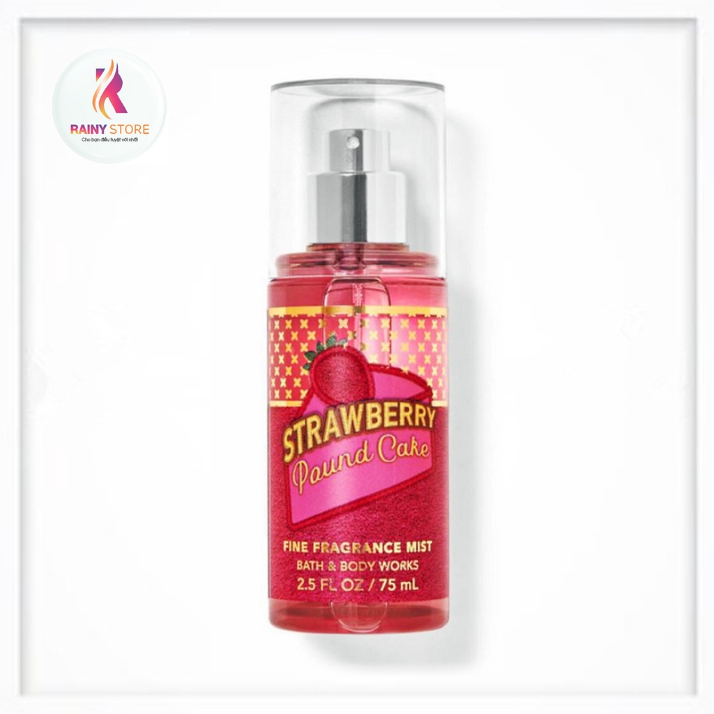 Xịt thơm toàn thân mini Bath & Body Works Strawberry Pound Cake 75ml