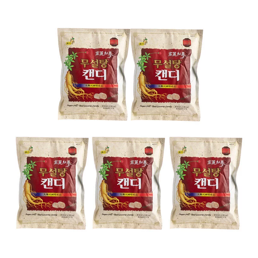 Combo 5 gói kẹo nhân sâm không đường hàn quốc 500g