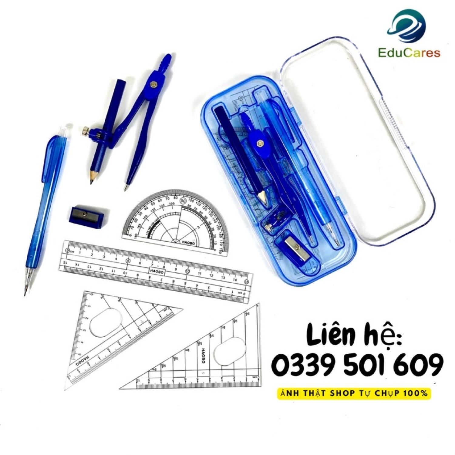 Bộ Compa Eke 8 món dụng cụ học tập HB-3009 đầy đủ cho học sinh tiện lợi