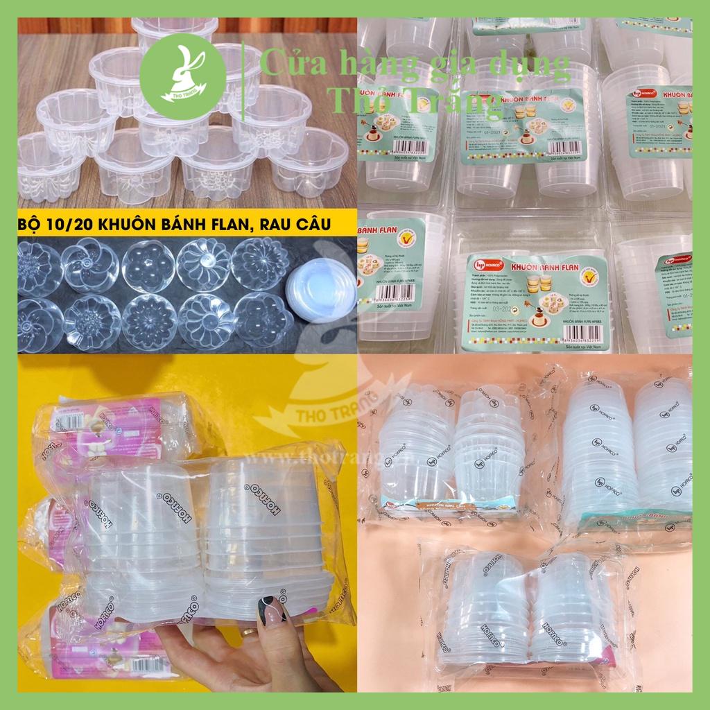 Combo Khuôn bánh flan, rau câu có nắp đậy nhựa PP an toàn cho sức khỏe đủ mẫu