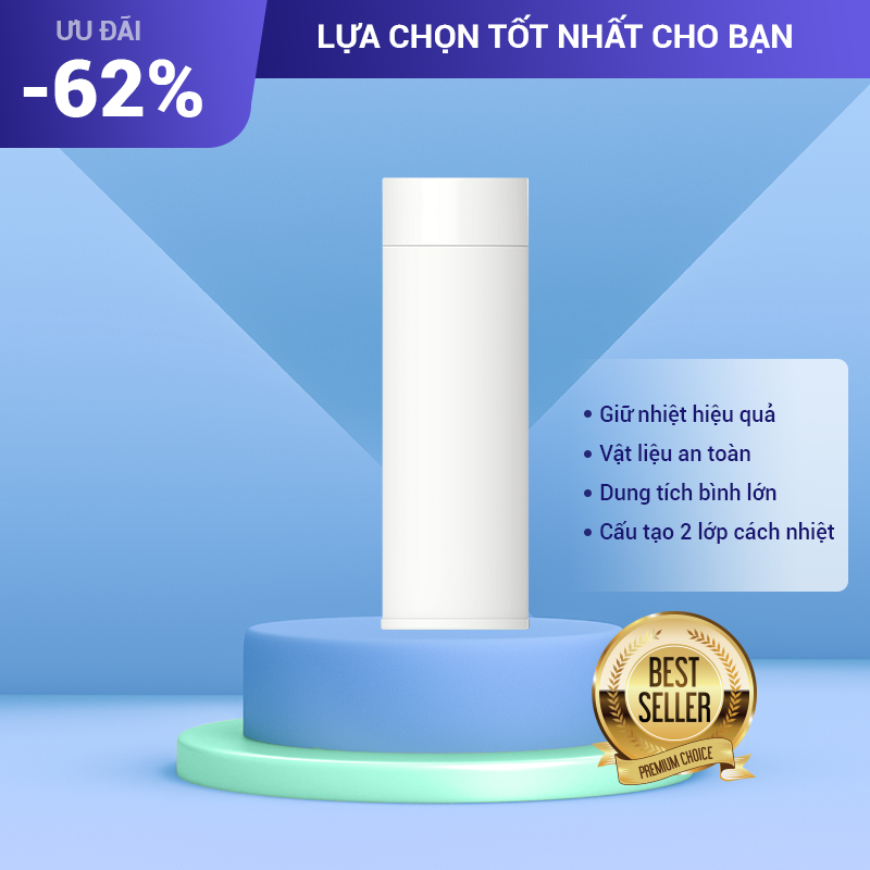 Bình Giữ Nhiệt MINI XIAOMI MIJIA Nóng Lạnh Chân Không Dung Tích 350ML, Bình Cách Nhiệt Ruột Bình Bằng Thép Không Gỉ Chính Hãng