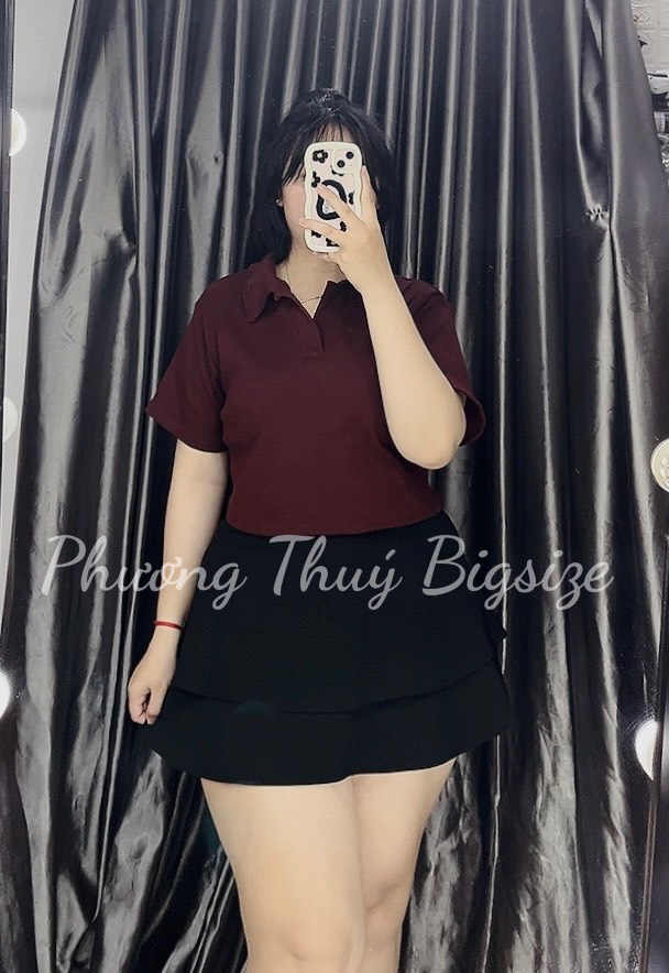 Áo polo croptop chất thun gân nữ bigsize .
