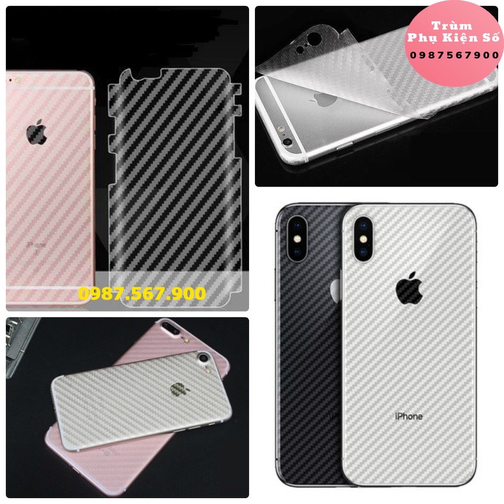 Miếng Dán Carbon Mặt Lưng Iphone chống vân tay - SLL có Sỉ (Tặng kèm giấy lau)