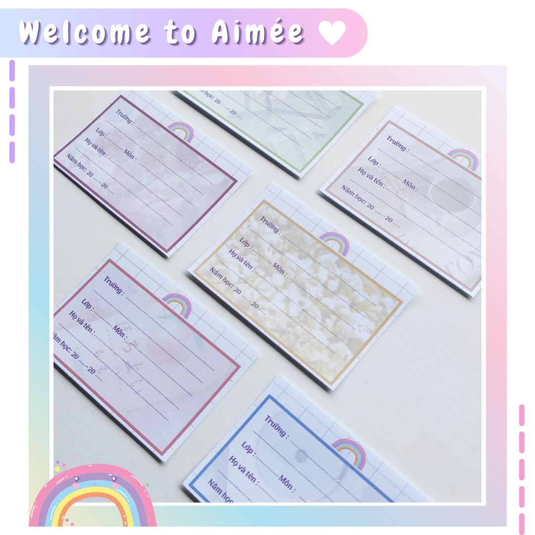 Set 12 nhãn vở caro dễ thương | Aimée