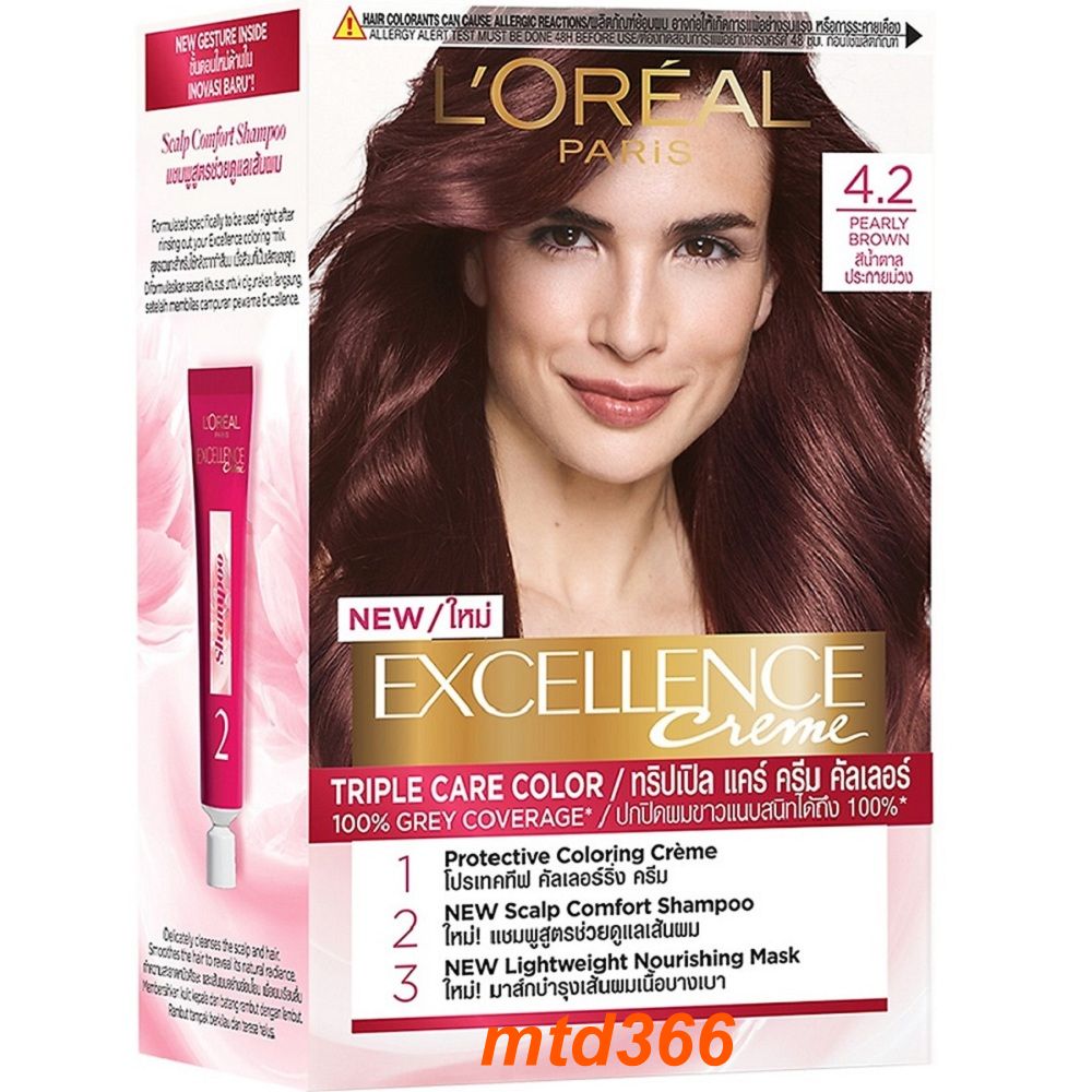 Thuốc nhuộm tóc số 4.2 nâu ánh tím loreal excellence cream 172ml dưỡng tóc phủ bạc