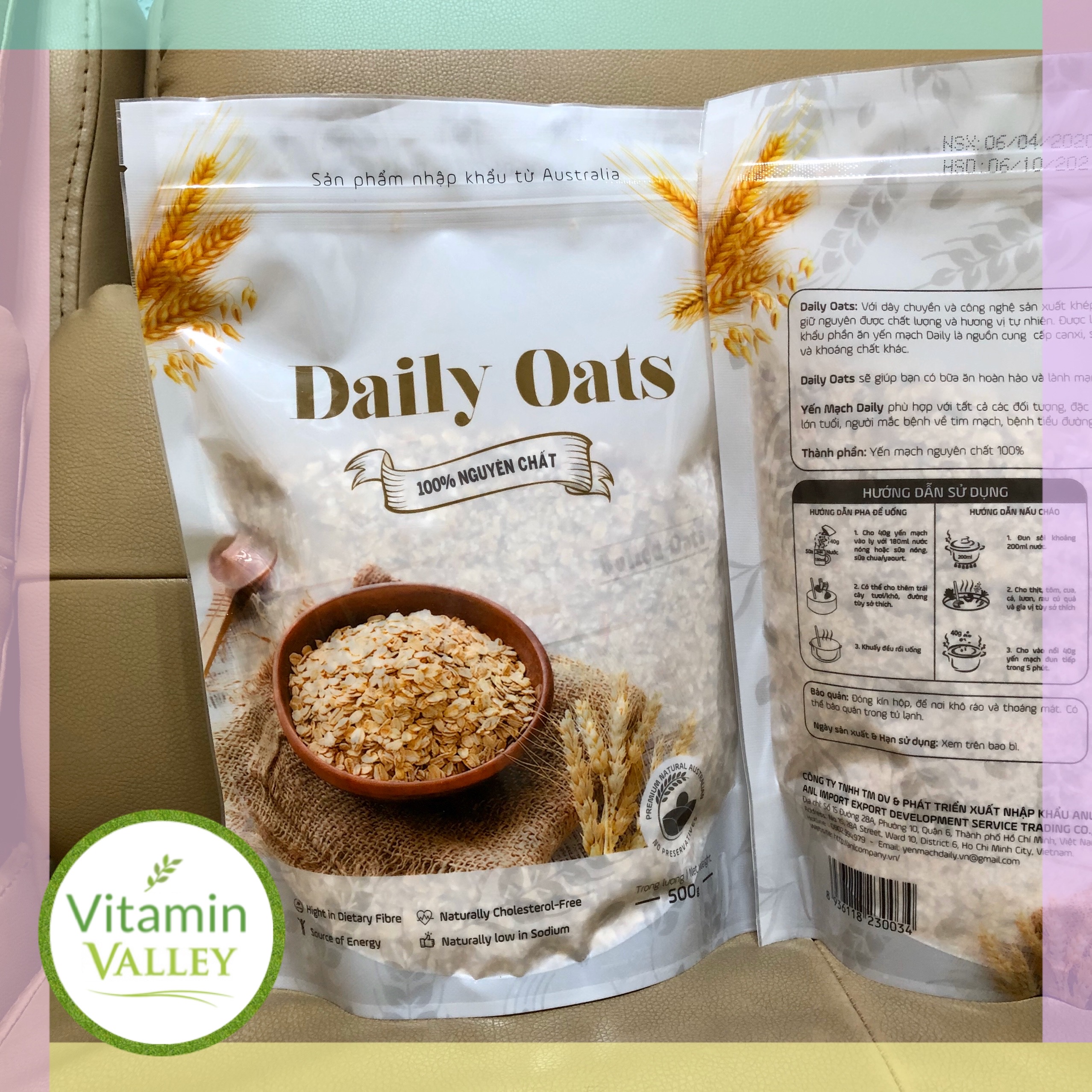 Túi 500g yến mạch ăn liền daily oats úc