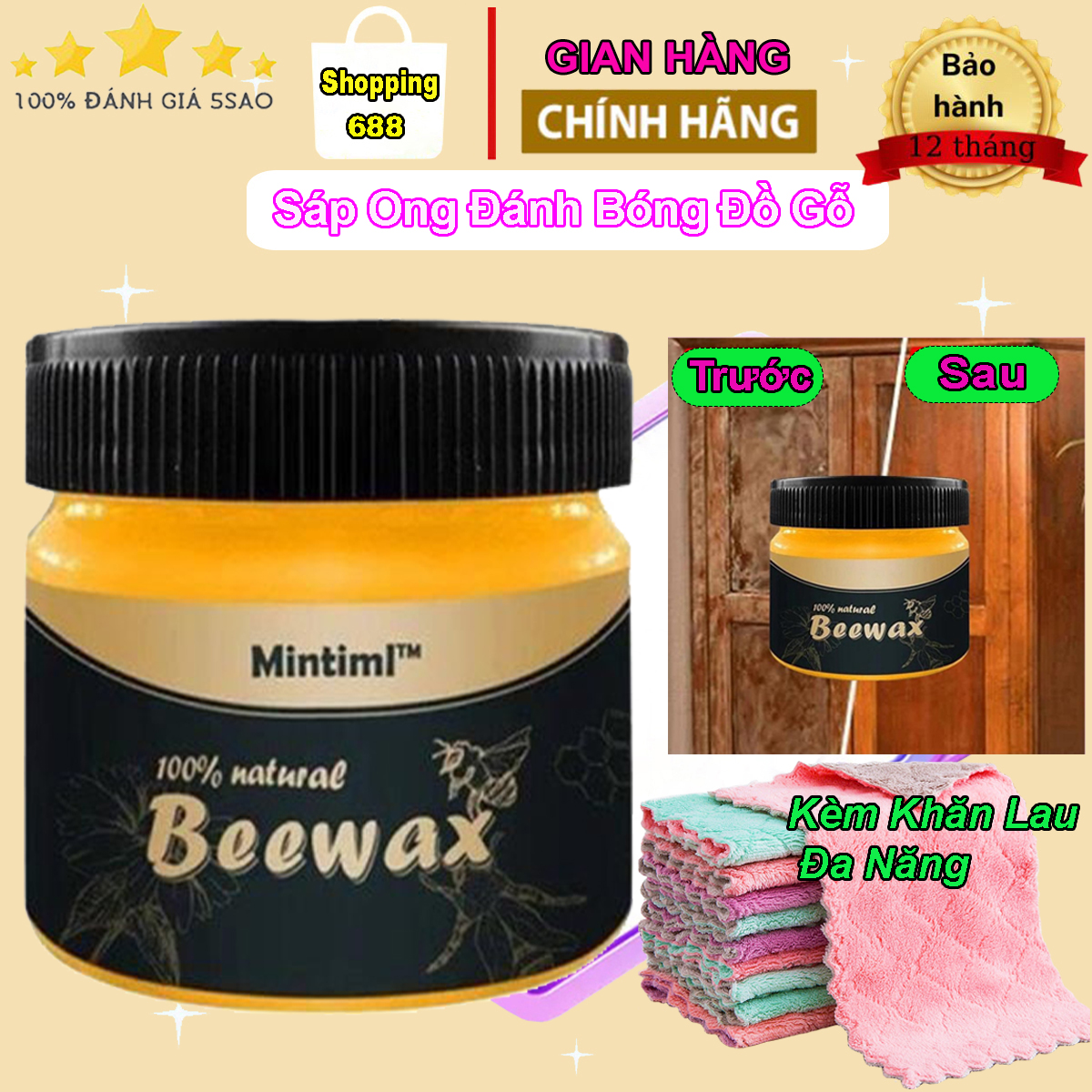 Sáp ong đánh bóng đồ gỗ, sáp ong lau đồ gỗ, nội thất, dụng cụ chăm sóc nhà cửa đồ gỗ tiện lợi, hộp sáp ong lau bóng đồ gỗ, làm mới sàn gỗ, đồ gỗ, sáp ong beewax đánh bóng gỗ đa năng, sáp nguyên chất đánh bóng