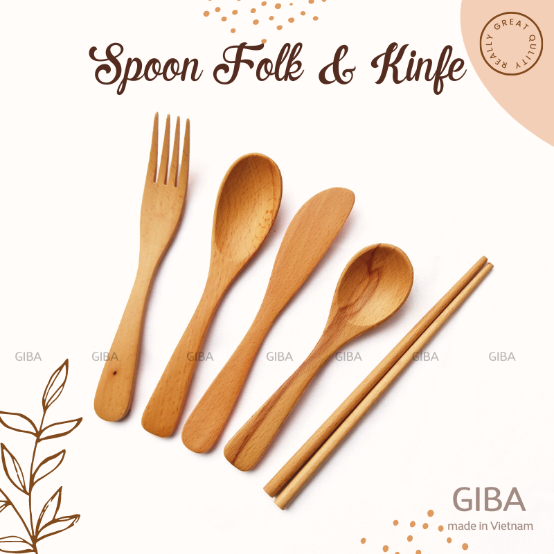 Muỗng gỗ dài dùng cà phê trà - giba