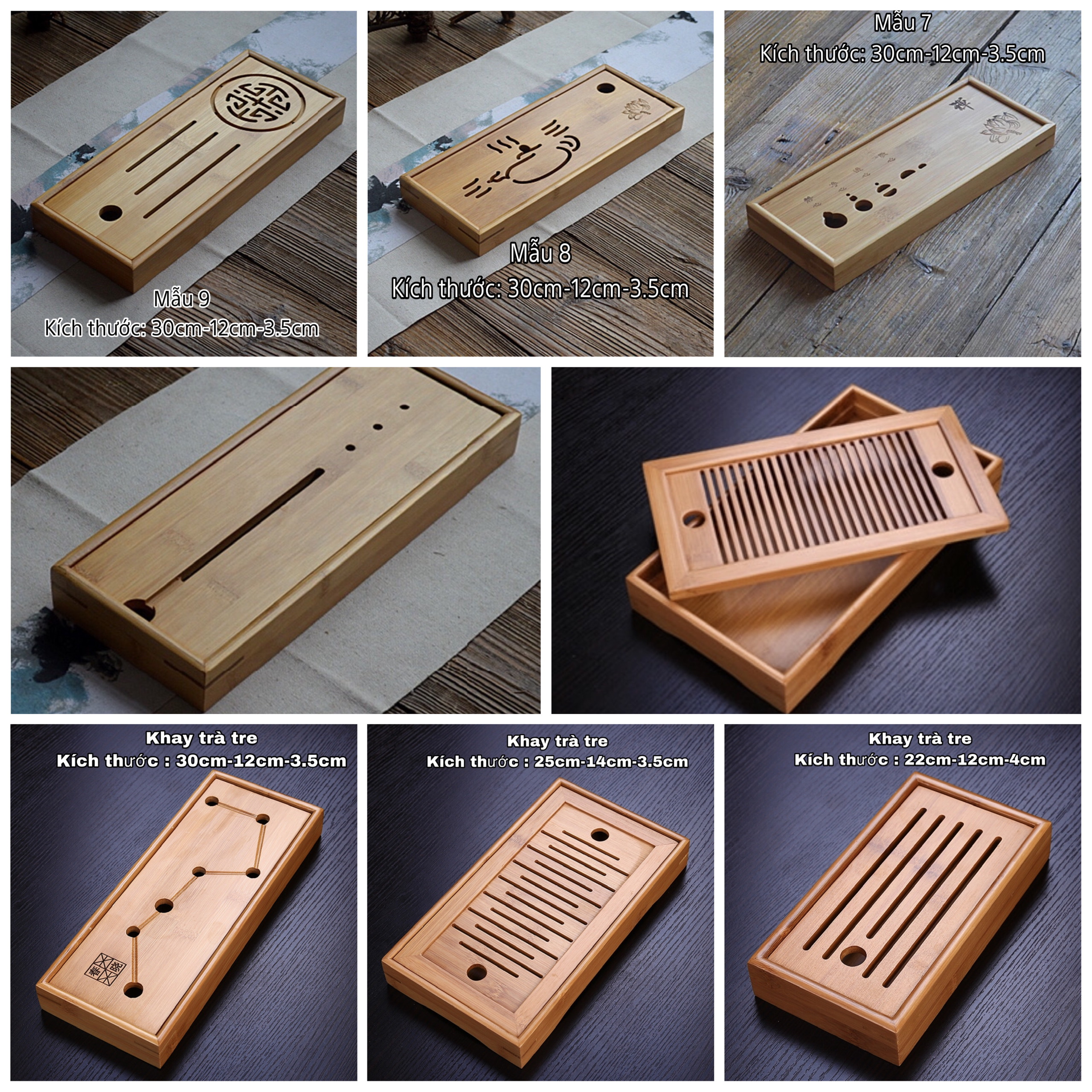 Khay trà Tre- sẵn 16 mẫu cực đẹp.