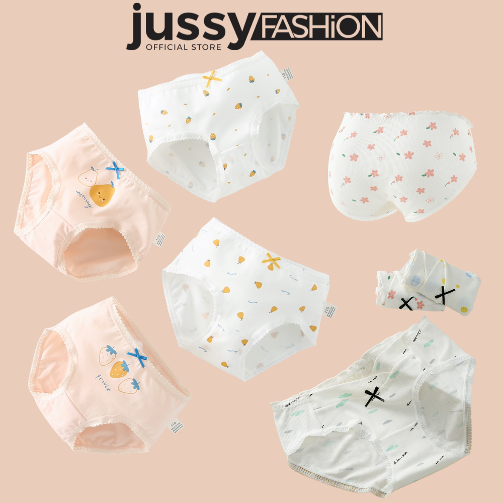 Quần Lót Nữ Họa Tiết Hoa Quả Free size Dưới 60kg Jussy Fashion Chất Vải Cotton Mềm Mịn Thoáng Mát Siêu Cute