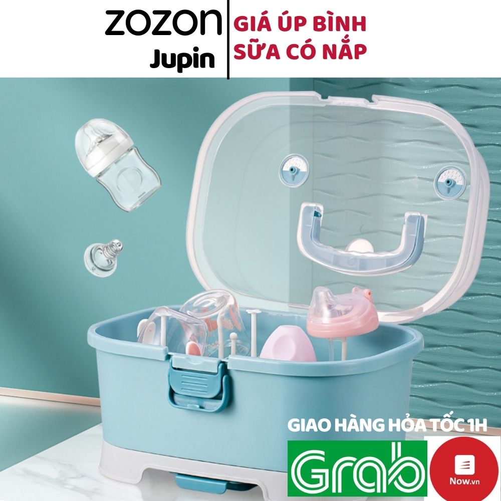 Giá úp bình sữa Jupin Bybaby  khay úp bát và cốc hộp bảo quản bình sữa nước máy hút sữa có nắp đậy chống bụi kháng khuẩn ráo nước nhanh khô nhựa PP an toàn Zozon