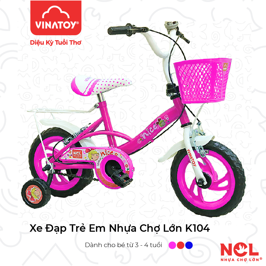 [GIAO NHANH 2H] Xe Đạp Trẻ Em Nhựa Chợ Lớn 14 inch K104 Dành Cho Bé Từ 4 - 5 Tuổi - M1799-X2B