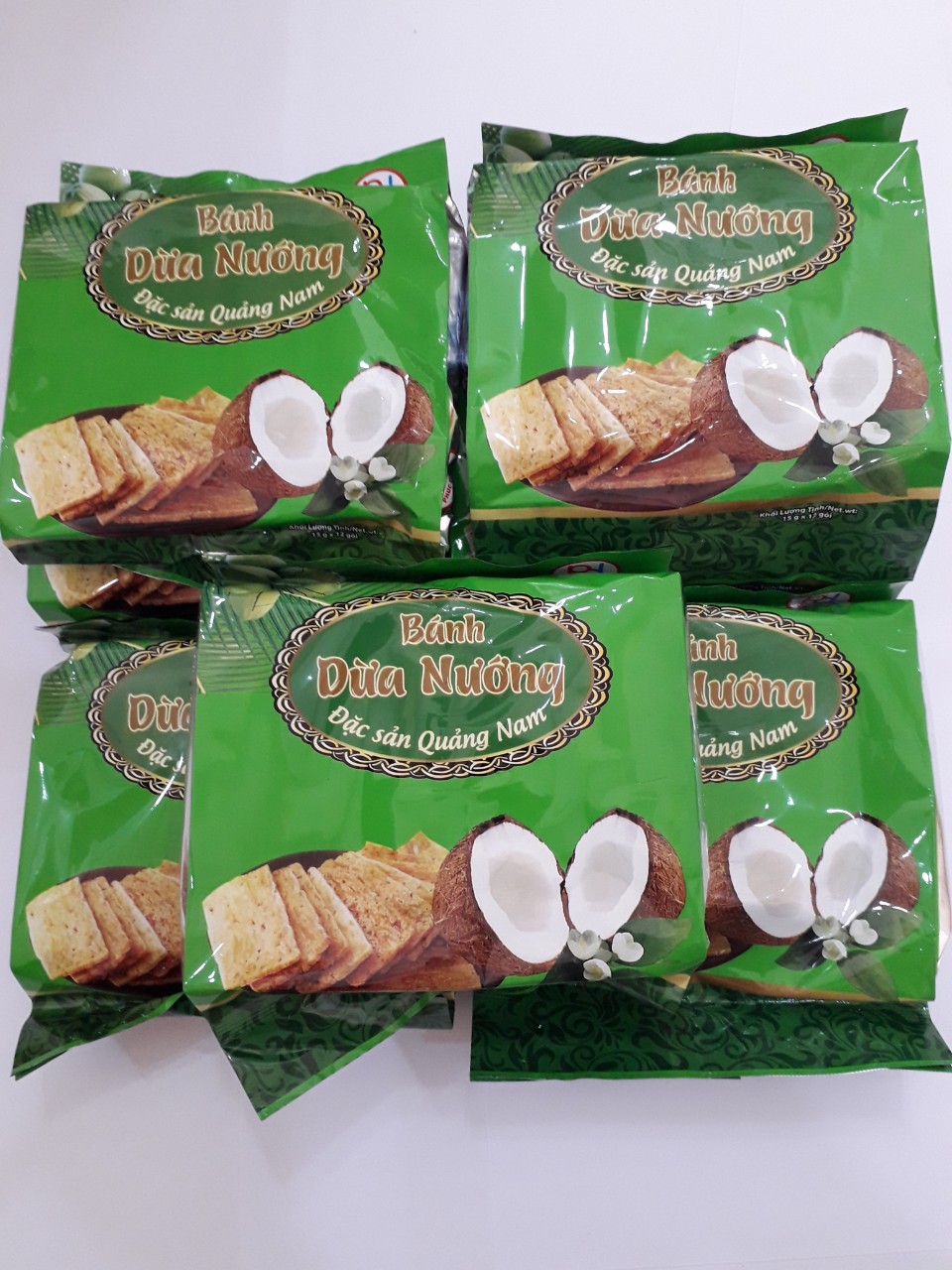 Combo 5 gói bánh dừa nướng Phúc Đạt 180g - đặc sản Quảng Nam - Giòn - Thơm