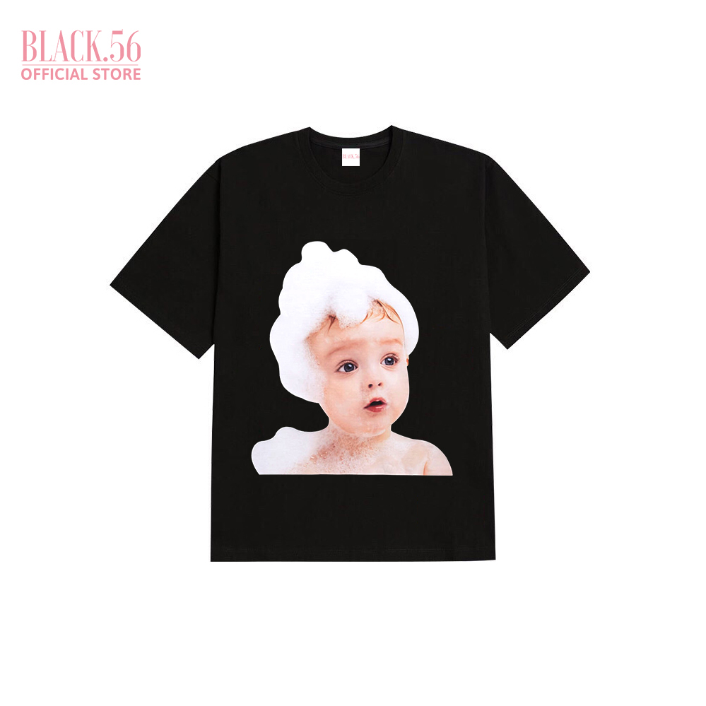 Áo thun unisex ADLV BABỲFACE BUBBLE , áo thun unisex form rộng tay lỡ oversize cá tính BLACK56