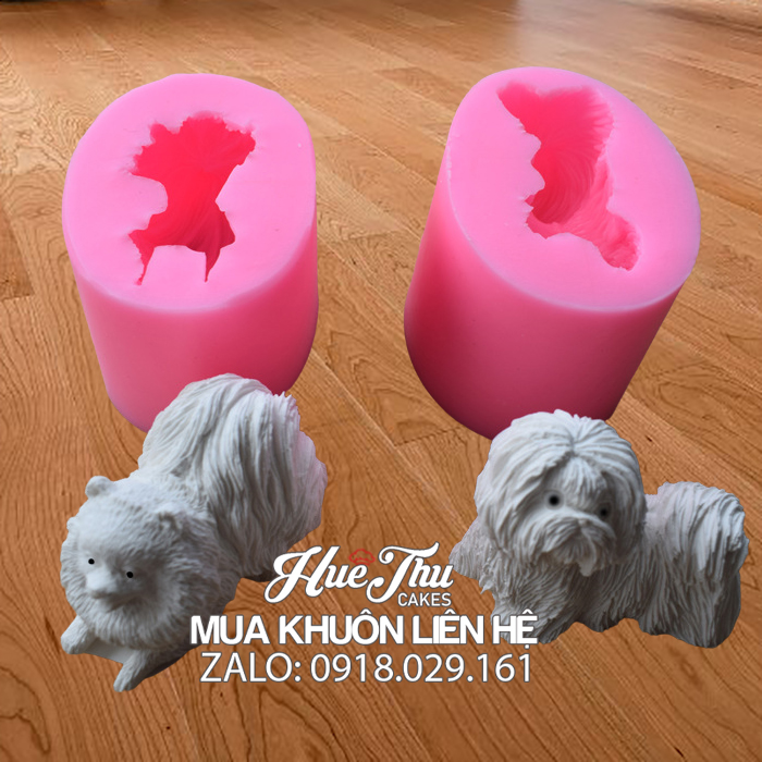 Khuôn silicon Con Chó Chihuahua, Shih Tzu làm bánh rau câu 3D 4D nhấn xôi