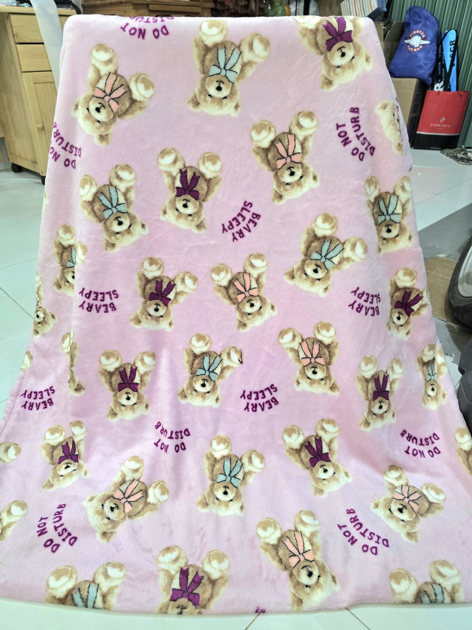 Mền lông cừu Gấu Teddy Hồng mềm mịn, đẹp