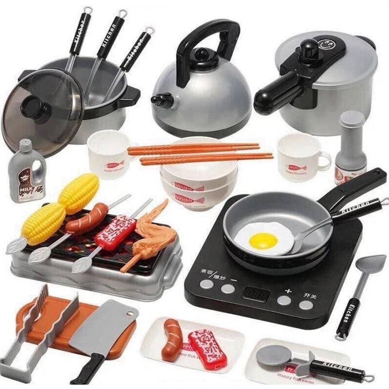 Đồ Chơi Nấu Ăn Nhà Bếp Cao Cấp Kitchen Play Set Gồ 36 Món - Đồ Chơi Nấu Ăn Như Thật, Chất Liệu An Toàn