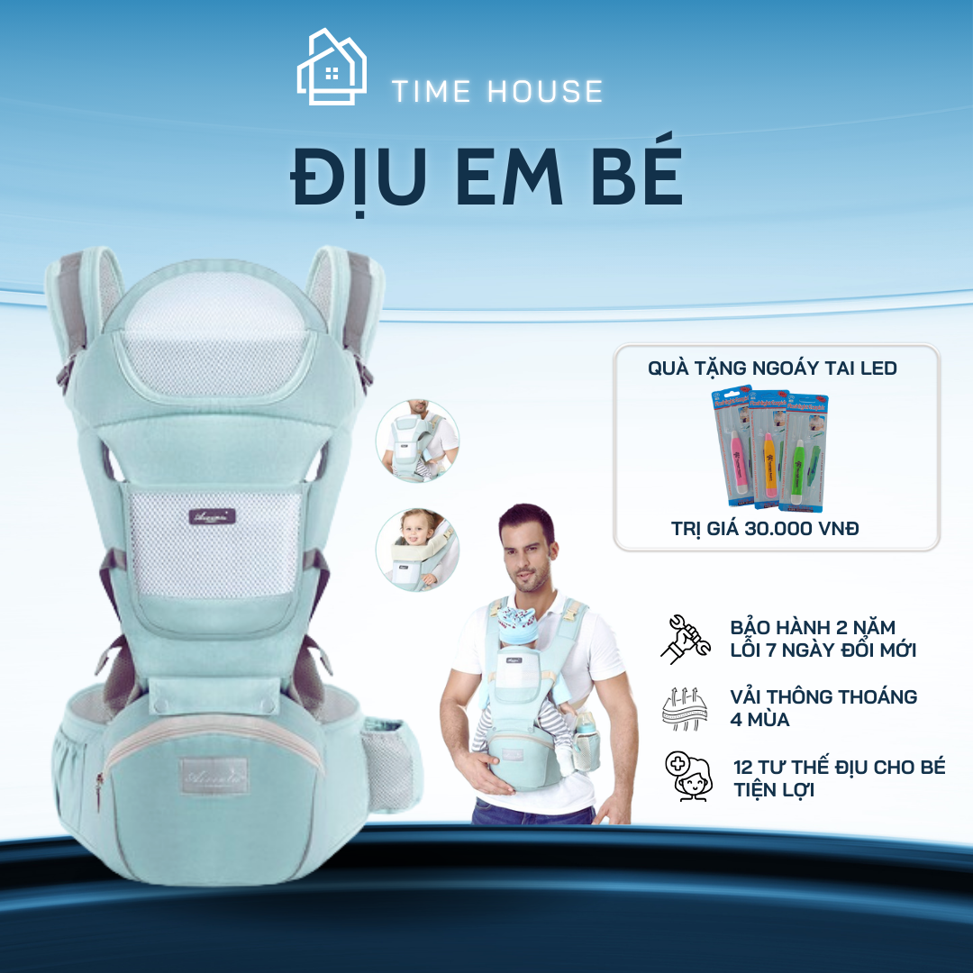 Địu em bé đa chức năng, địu em bé có đỡ đầu và ngăn chứa đồ Aixintu For baby 4 tư thế giống như vòng tay của cha mẹ nâng đỡ cho bé từ khi chào đời dùng được cho trẻ từ sơ sinh cho đến khi bé trên 36 tháng Bảo hành 1 năm