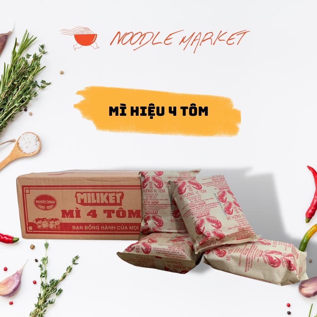 Mì tôm Miliket 4 Tôm gói 80g thùng 30 gói, mì ăn liền gói giấy ăn lẩu