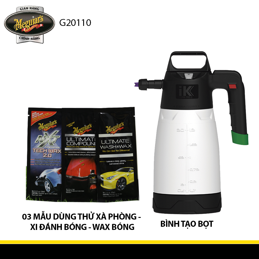 Meguiar's Combo bình tạo bọt IK và 3 mẫu dùng thử chăm sóc xe ô tô - G20110